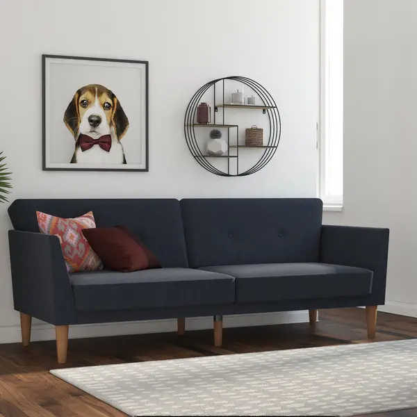 Image of Regal Linen Sofa Bed Blue