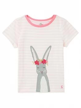 Image of Joules Girls Astra Rabbit Short Sleeve T-Shirt - Pink, Size Age: 3 Years, Women