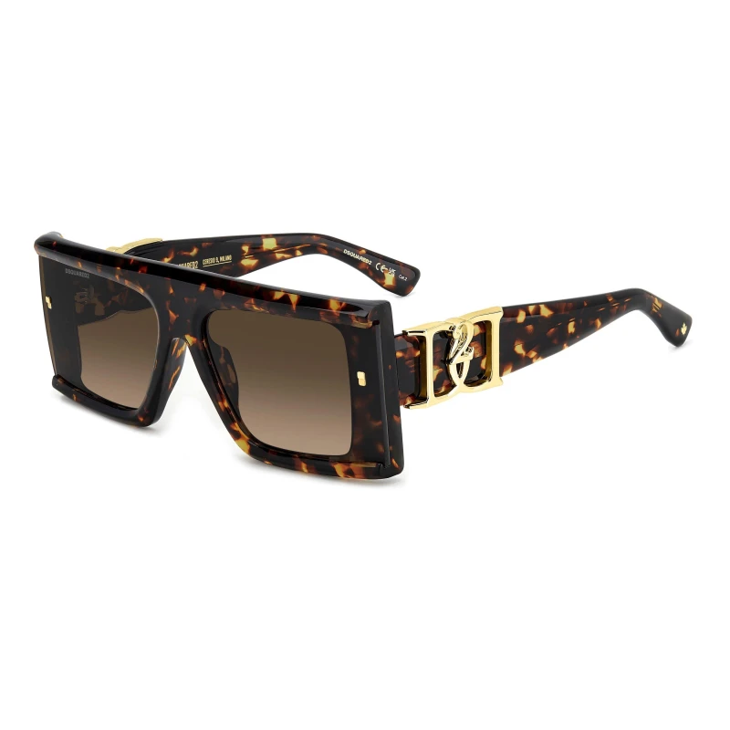 Image of DSquared2 Womens Rec Flat Top Sunglasses Round Sunglasses 64cm Brown 75833705500