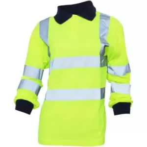 Image of Yoko Ladies/Womens Hi-Vis Long Sleeve Polo Shirt (5XL) (Hi-Vis Yellow) - Hi-Vis Yellow