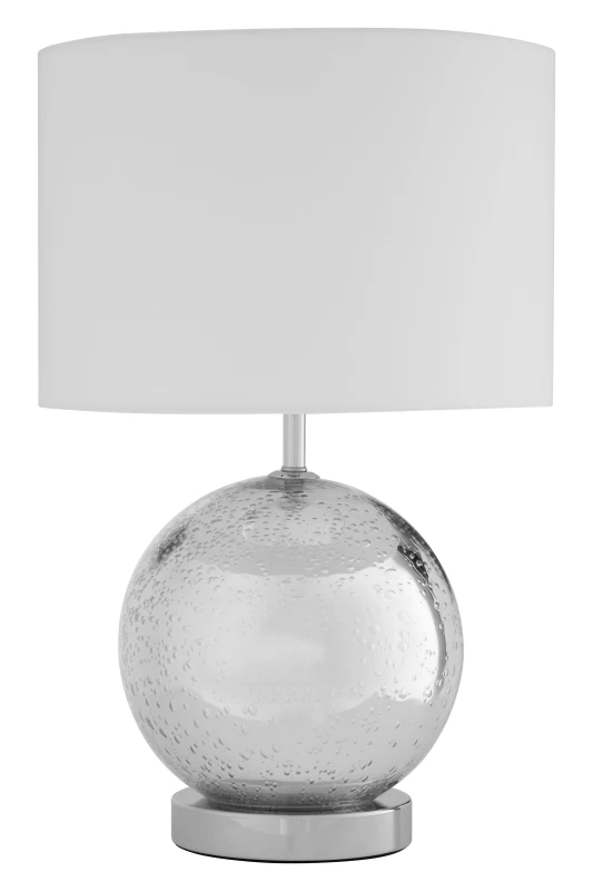Image of Premier Housewares Interiors by Premier Naomi Fabric Shade with EU Plug Table Lamp Silver