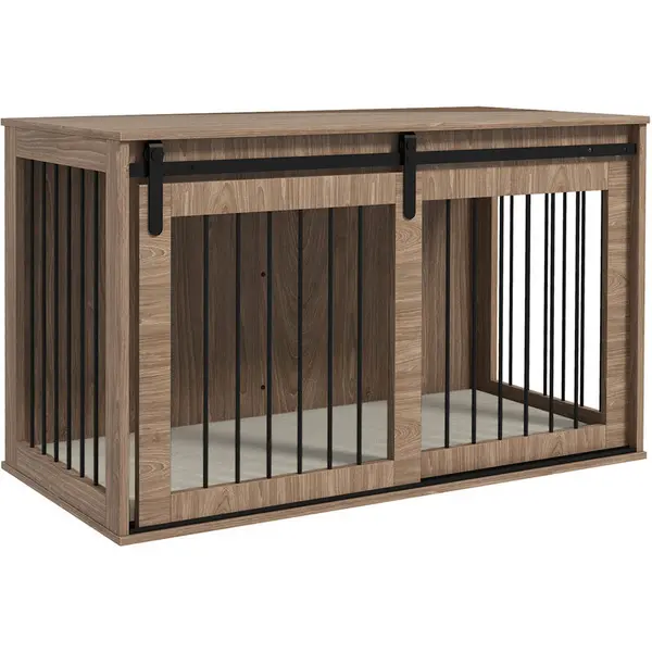 Image of Pawhut - Dog Crate Furniture with Removable Cushion, for Medium Dogs - Brown l - Brown