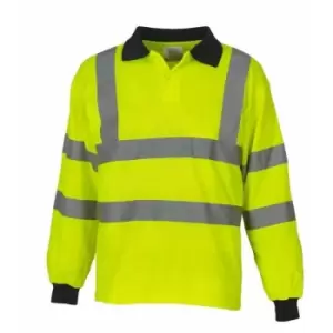 Image of Yoko Ladies/Womens Hi-Vis Long Sleeve Polo Shirt (Pack of 2) (S) (Hi-Vis Yellow) - Hi-Vis Yellow
