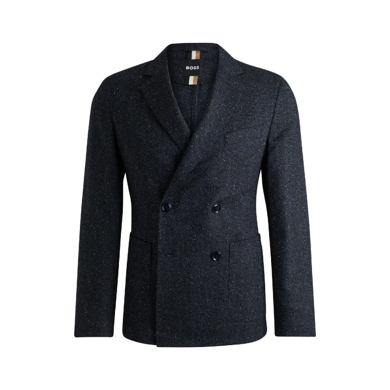 Image of Boss Mens C Hanry Double Breasted Formal Jacket Dark Blue male 36 (46)