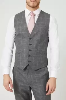 Image of Mens Slim Fit Charcoal Herringbone Waistcoat