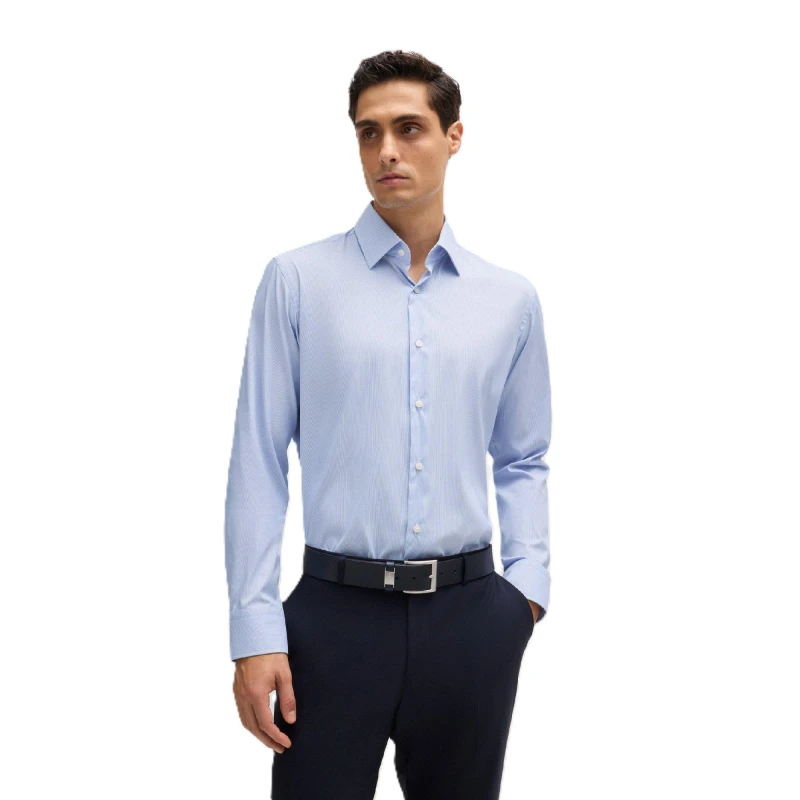 Image of Boss Mens P Joe Kent Long Sleeve Oxford Shirt Blue male 17.75 inch