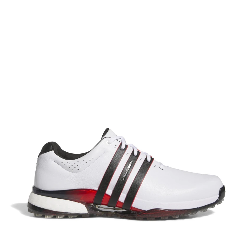 Image of adidas Tour360 25 Wide Spikeless Golf Shoes Mens Wht/Blk/Rd male 9 (43.3)