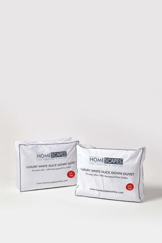 Image of Homescapes Luxury White Duck Down 15 Tog All Seasons Duvet, Single