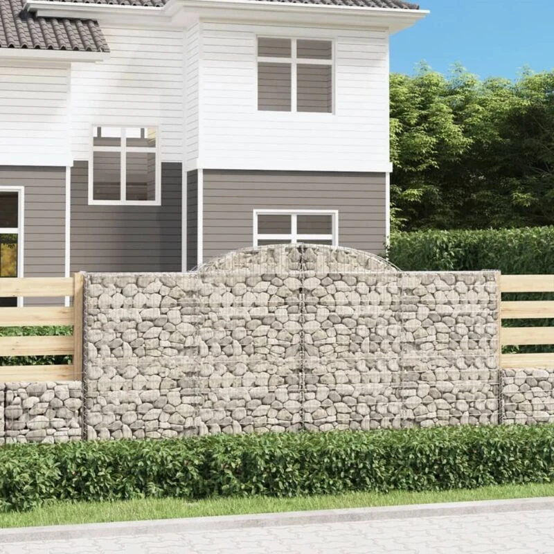 Image of vidaXL Arched Gabion Baskets 8 pcs 300x50x140/160cm Galvanised Iron, Silver 3146743