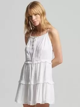 Image of Superdry Vintage Broderie Cami Dress - White, Size 8, Women