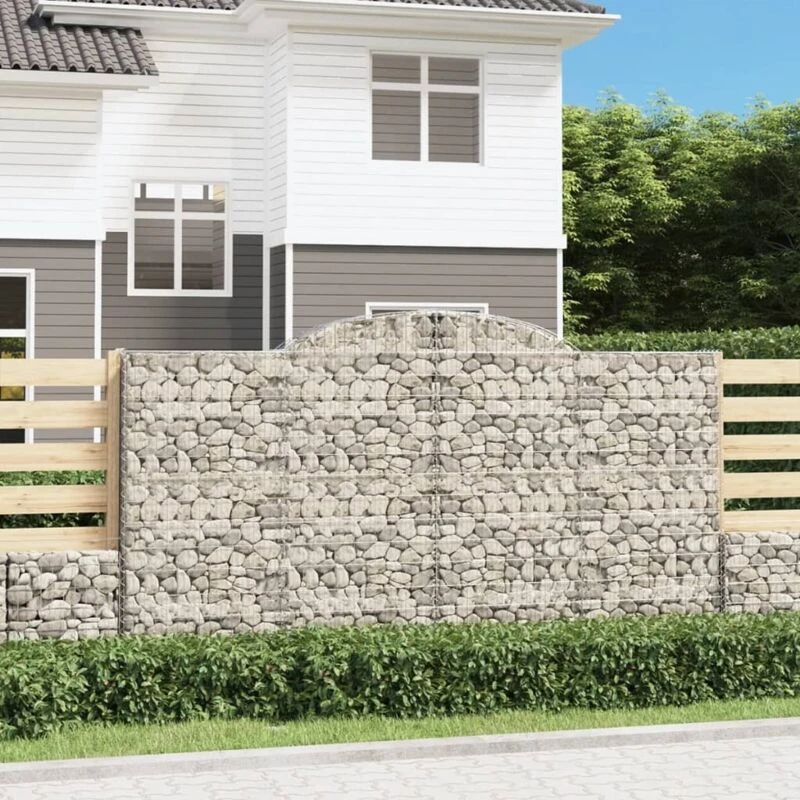 Image of vidaXL Arched Gabion Baskets 11 pcs 300x50x160/180cm Galvanised Iron, Silver 3146764