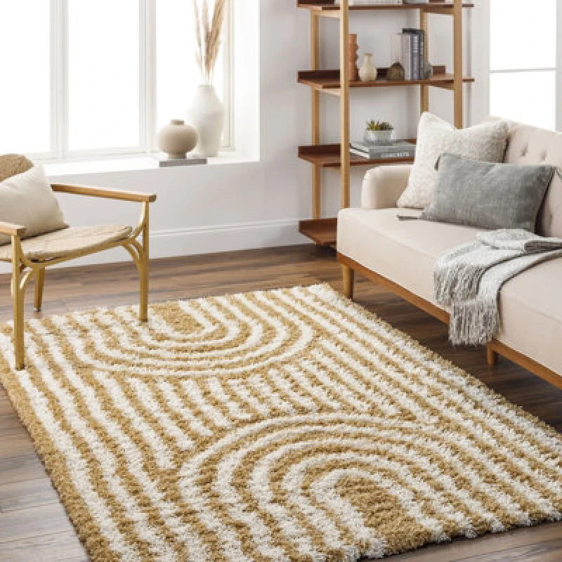 Image of Livabliss Shaggy Modern Plush Pile Camel Christina Area Rug 200 X 290 Cm - Easy Care, Non Shedding, Ideal For Living Room & Bedroom