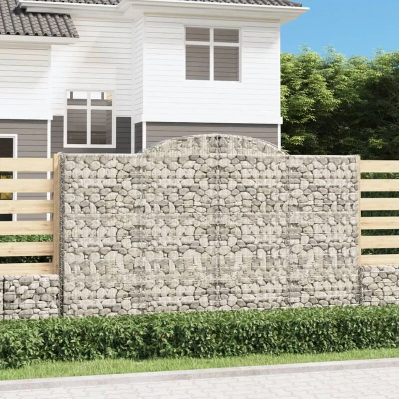 Image of vidaXL Arched Gabion Baskets 12 pcs 300x50x180/200cm Galvanised Iron, Silver 3146783
