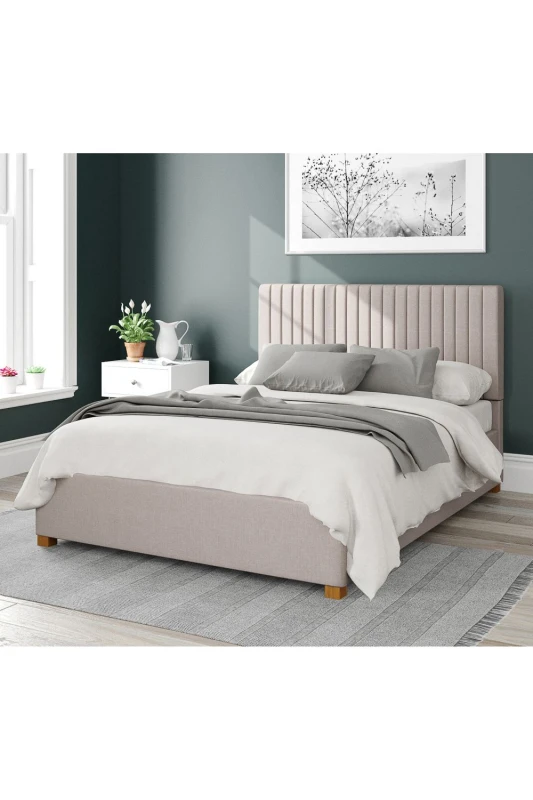 Image of Aspire Aspire Grant Upholstered Ottoman Storage Bed, Eire Linen Fabric in Off White Size: Single Off White Single Unisex 5057632171986