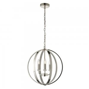 Image of 3 Light Wire Ceiling Pendant Bright Nickel & Clear Faceted Acrylic, E14