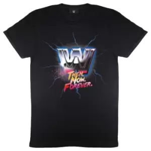 Image of WWE Womens/Ladies Then Now Forever Logo Boyfriend T-Shirt (XXL) (Black)