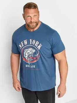 Image of BadRhino Badrhino Fishing Tour T-Shirt Blue Size 1Xl, Men
