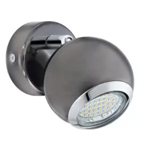 Image of Wall Spot Light Round Colour Nickel Chrome Shade Bulb GU10 1x3W Included
