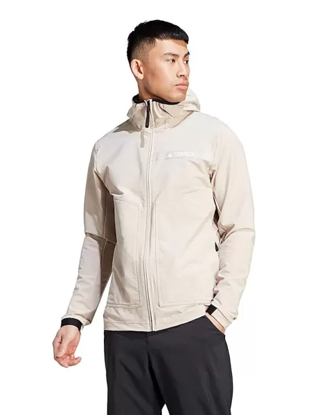 Image of adidas Terrex Mens Softshell Jacket - Beige, Beige, Size S, Men