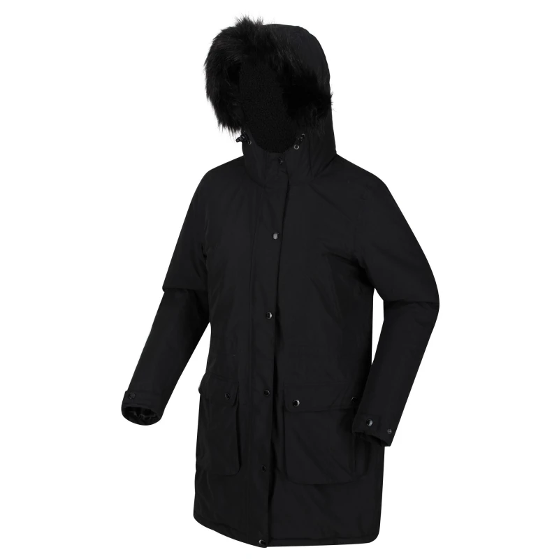 Image of Regatta Womens Voltera Waterproof Insulated Parka Jacket 10 - Bust 34' (86cm) Black RWP345-800-10