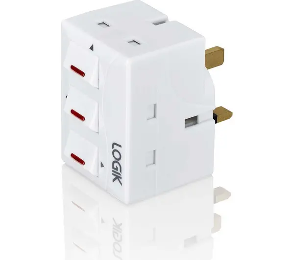 Image of Logik L3WAYSP18 3-Socket Plug Adapter