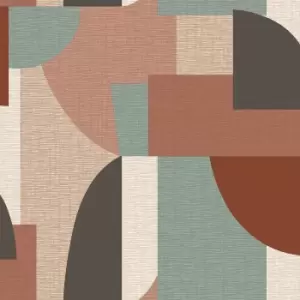 Image of Belgravia Decor Ceruti Geometric Paprika/Green Wallpaper