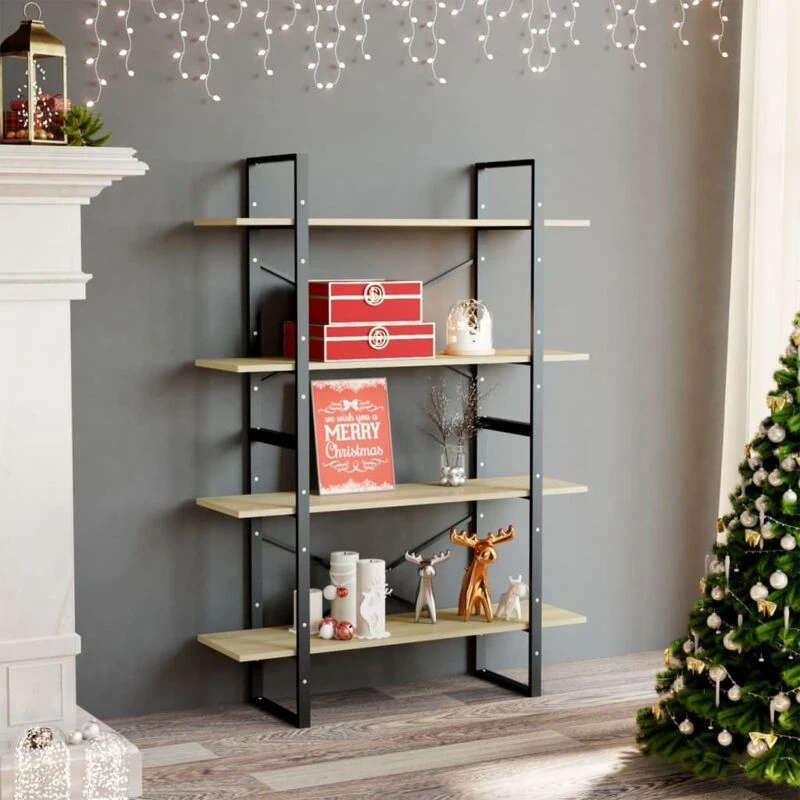 Image of Vidaxl 4-tier Book Cabinet Sonoma Oak 100X30X140 Cm Engineered Wood, Brown 806480