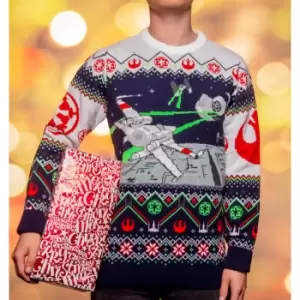 Image of Star Wars X-Wing v TIE Fighter Christmas Jumper - L