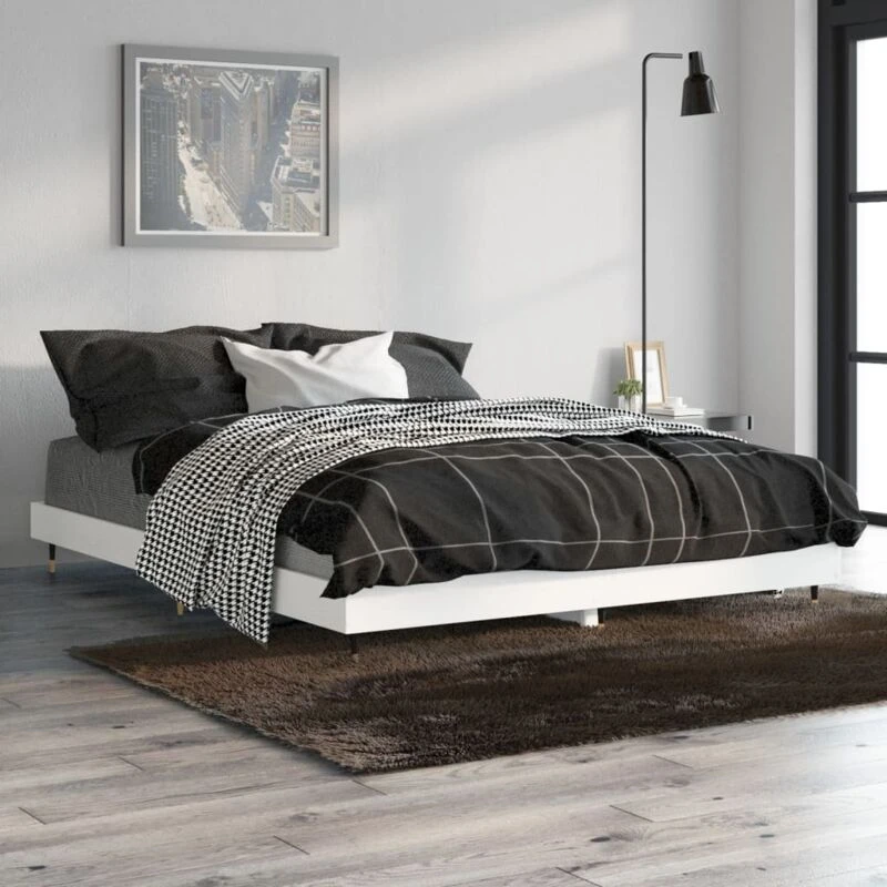 Image of VIDAXL Bed Frame without Mattress White 140x190cm Engineered Wood Vidaxl 8720845796587