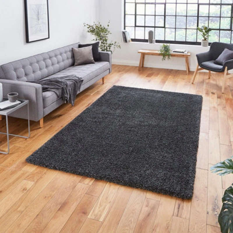 Image of (120x170cm) Sierra 9000 Shaggy Rugs in Dark Grey High Dense Soft Polypropylene Mats