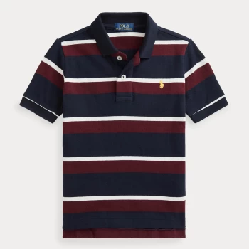 Image of Ralph Lauren Boys' Striped Polo Shirt - Hunter Navy Multi - 14-16 Years