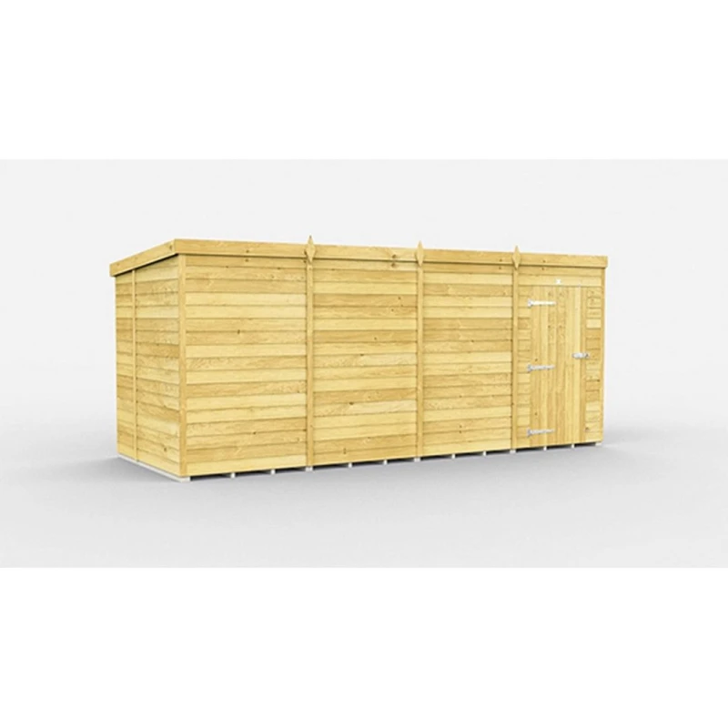 Image of Buttercup Farm 15 x 7 Feet Pent Shed - Single Door W/O Window - L214 x W454 x H201cm in Brown Brown Unisex