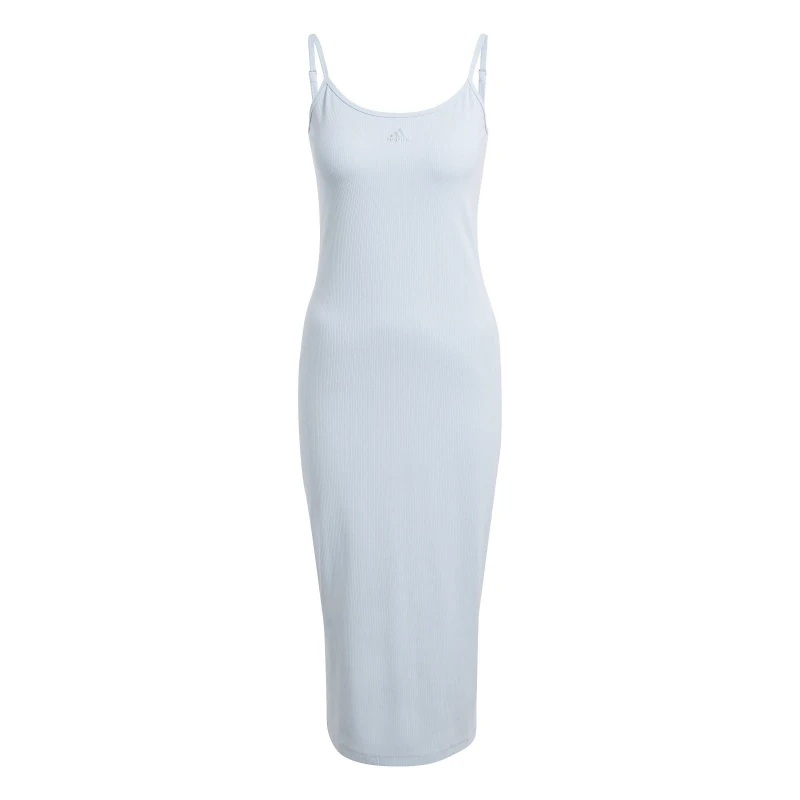 Image of adidas ALL SZN Rib Fitted Midi Dress Wonder Blue female 14 (L)