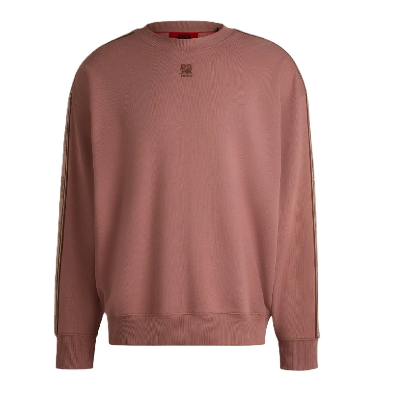 Image of Hugo Logo Tape Cotton Sweatshirt Pink male XS