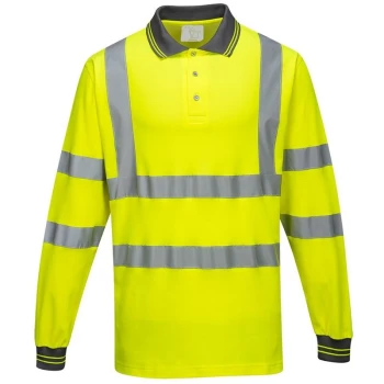 Image of S271YERXXXL - sz 3XL Long Sleeved Cotton Comfort Polo - Yellow - Portwest