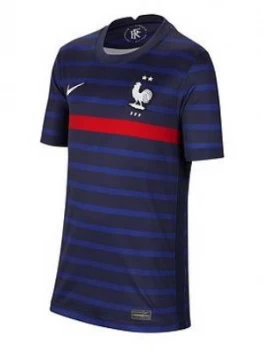 Image of Nike Youth France Home 2020 Short Sleeved Stadium Shirt - Navy, Size XS (6-7 Years)