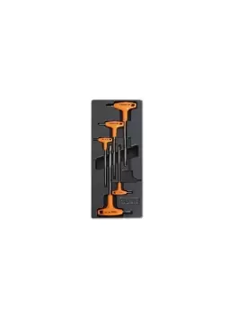 Image of Beta Tools T53 5pc Offset Hex Key w/ Handles Set Hard Tray Roller Cabs 2.5-6mm