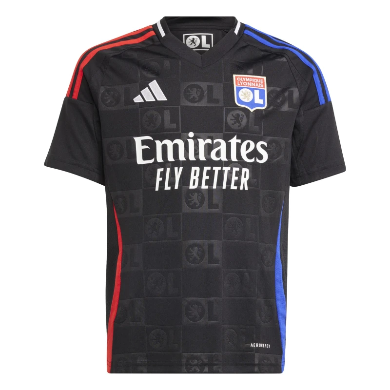 Image of adidas Kids Olympique Lyonnais Licensed Short Sleeve T-Shirt Black unisex 11-12 Years