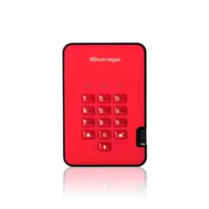 Image of iStorage diskAshur2 256-bit 8TB USB 3.1 secure encrypted solid-state drive - Red IS-DA2-256-SSD-8000-R