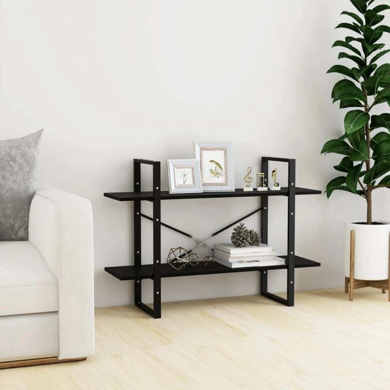 Image of VIDAXL 2-Tier Book Cabinet Black 100x30x70cm Solid Pine Wood vidaXL 8720286567661