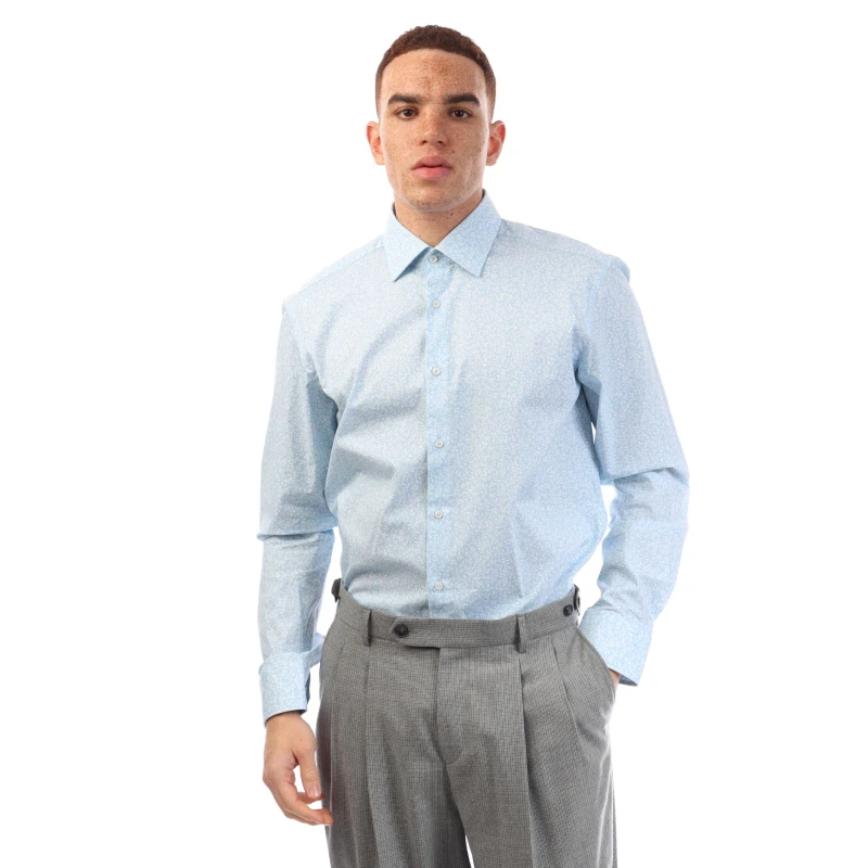 Image of Boss Mens H Joe Kent Long Sleeve Oxford Shirt Pastel Blue male 14.5 inch
