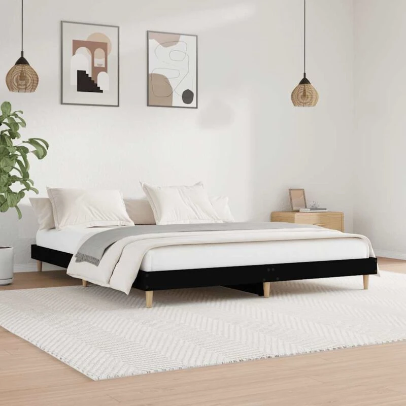 Image of VIDAXL Bed Frame without Mattress Black 120x200cm Engineered Wood Vidaxl 8720845795313