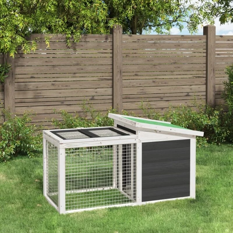 Image of VIDAXL Rabbit Hutch Grey 100.5x54x55cm Solid Wood Pine Vidaxl 172290
