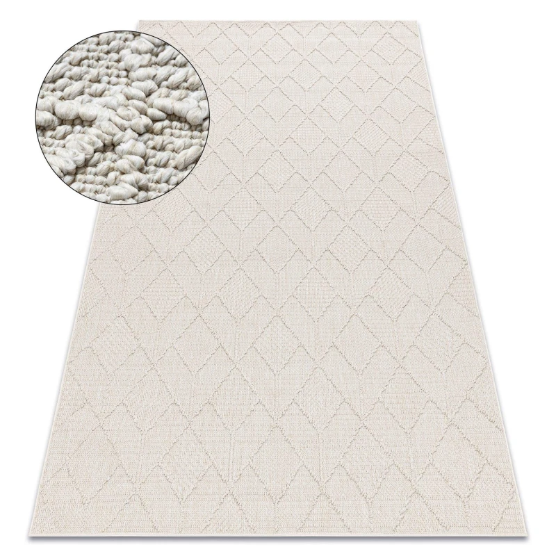 Image of RugsX Carpet Jersey 19231 Cream - Geometric Structural, Loop Boho 80X150 Cm
