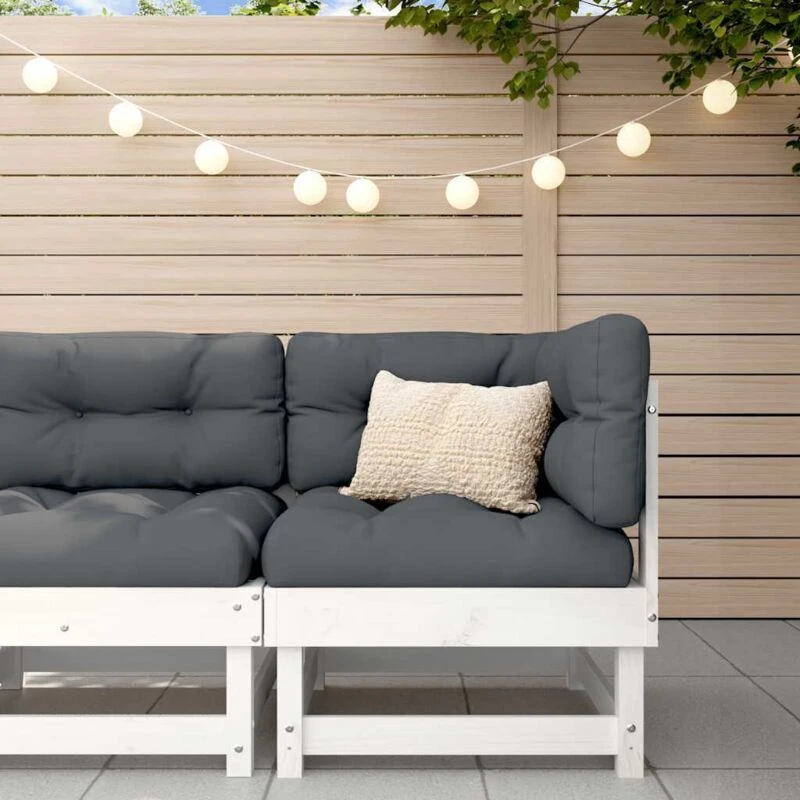 Image of VIDAXL Corner Sofa with Cushions White Solid Wood Pine Vidaxl 8720845801458