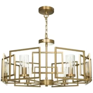 Image of Bowi Cylindrical Ceiling Pendant Lamp Gold, 6 Light, E14