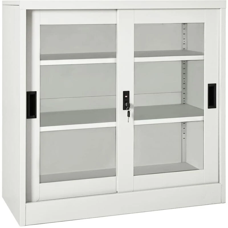 Image of VIDAXL Sliding Door Cabinet Light Grey 90x40x90cm Steel Vidaxl 8720286563861
