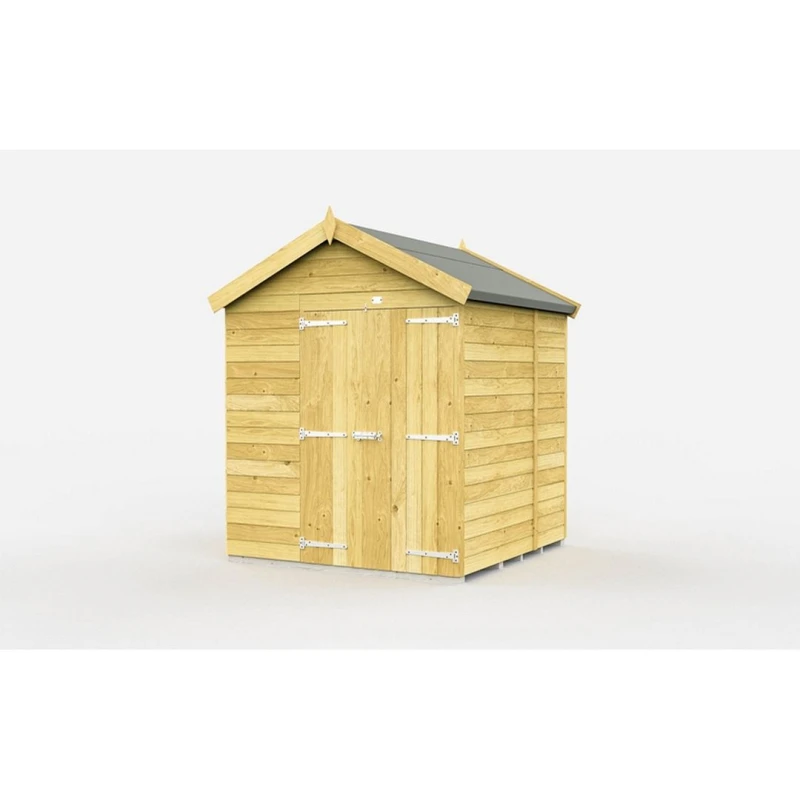 Image of Buttercup Farm 6 x 6 Feet Apex Shed - Double Door W/O Windows - L187 x W175 x H217cm in Brown Brown Unisex