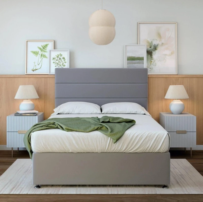 Image of Bedmaster Bedmaster Ortho Classic Orthopaedic Plush Velvet 4 Drawer Divan Set And Headboard in Silver Size: King Silver King Unisex 9509986649278