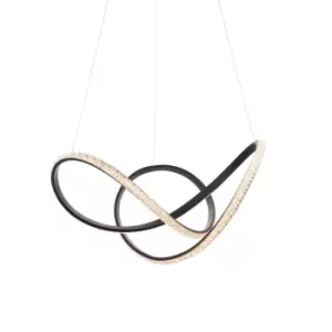 Image of Sassari Single Pendant Ceiling Lamp, Textured Black, Faceted Acrylic